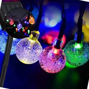 글로 태양광 LED 100구 스노우볼 가랜드 전구 10m 컬러믹스