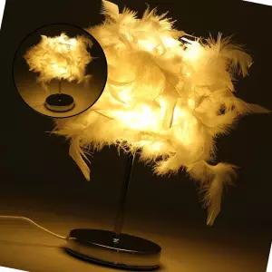 글로 깃털 무드등 화이트 스틸받침 특이한조명 거실무드등