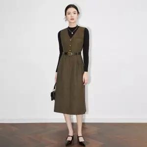 여성원피스 봄가을 통근룩 세트 니트 레깅스 모직 나시 원피스 투피스 심쿵돌직구