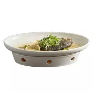 홈파티보온접시 플레이팅 타원 그릇 파티 워머 수육 티라이트 집들이 대형 생선접시