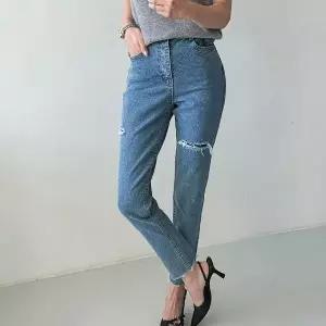 [하프클럽/셀러허브_여성트랜드패션]여자 구제 스키니 컷팅 덧댐 슬림핏 청