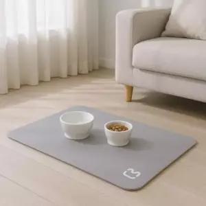 [반려] 규조토 반려동물 식탁 그레이 부엉이 디자인 흡수 기능 애완 동물 식기 받침