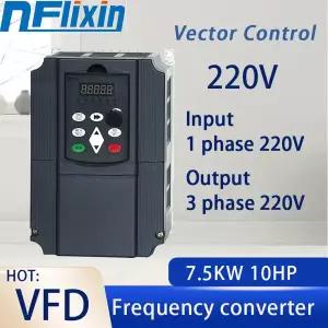 가변 주파수 인버터 220V 75KW 주파수 변환기 1P 220V 입력 및 3P 출력 드라이브 변환기
