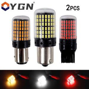 2PCS 1156 BA15S P21W BAU15S PY21W T20 7440 W21W 3157 1157 P21/5W W21/5W LED 전구 144SMD CA US 램프 방향 지시등