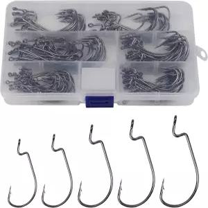 페이코노 베이스 웜 훅 오프셋 낚시 125pcs 플라스틱 미끼 지그 물고기 훅용 와이드 갭