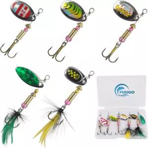 스피너베이트 수탉 미끼 꼬리 낚시 키트 인라인 스피너 스푼 소금물 담수용 베이스 연어 송어 하드 메탈