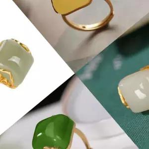 빈티지 장신구 옥반지 우아한 레트로 청옥