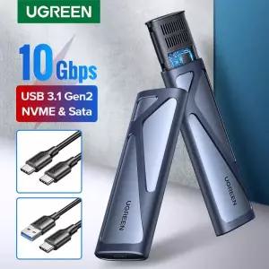 UGREEN M.2 NVMe SSD 인클로저 듀얼 프로토콜 SATA to USB 3.1 Gen2 10 Gbps PCI-E 케이스 하드 디스크 용