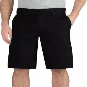 디키스 남성용 11 레귤러 핏 스트레치 트윌 카고 쇼트 블랙 30