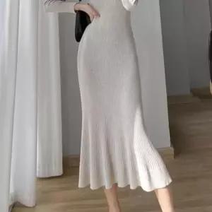 원피스 머메이드 롱니트원피스 G125887_밑단프릴