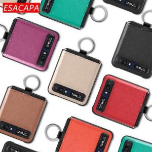 삼성 호환 갤럭시 호환 Z 플립 5G SM-F707B Flip3 미끄럼 방지 일반 스킨 뒷면 커버 Funda 용 손가락 링 홀