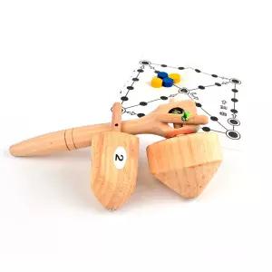 d) 민속놀이 원목 더블팽이 옛날팽이 장난감 줄팽이 업그