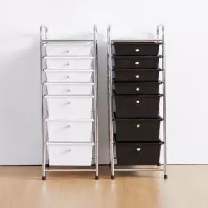 슬림 미드센츄리 모던 크롬 이동식 싱글 서랍5칸 트롤리 2colors