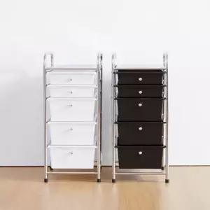 슬림 미드센츄리 모던 크롬 이동식 싱글 서랍4칸 트롤리 2colors