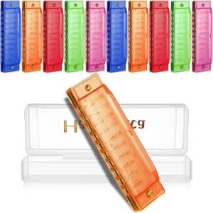 릴리풀 10개 10홀 반투명 하모니카 벌크 숫자 구멍 5가지 색상의 마우스 오르간 악기 교육 계몽 초보자