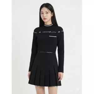 [에고이스트] 블랙 래터링자가드 플리츠 원피스 EN4WO962