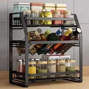 주방 부엌 무볼트 조립 정리 3단 양념통 선반 정리대