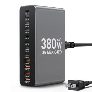 알루미늄 합금 380W 충전소 고속 USB C 충전기 블록 12포트 65W 노트북 GaN 맥북 프로 / 에어 (그레이)