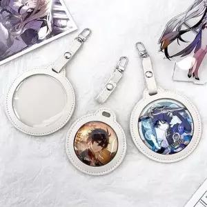 [셀러에이드]원형 캔뱃지 가죽 파우치 케이스 보관용 수납 가방 1P 1개입