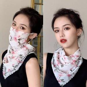 여름 야외 자외선 자수 사이클링 베일 차단 페이스 게이터 풀 매달린 귀 통기성 마스크 넥 여성