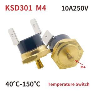 KSD301 M4 구리 나사 서모스탯 바이메탈 40℃-150℃ 10A 250V 상시 닫힘 45℃ 55℃ 65℃ 75℃ 90℃ 100℃