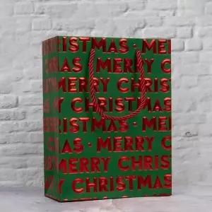 크리스마스 X-mas 3D 금박 쇼핑백 소 80x80x240mm 10