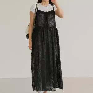 [아이우먼] 플로킹레이스나시원피스 LYT956M602 빅사이즈