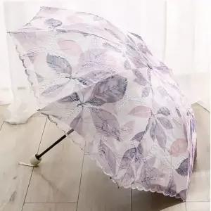 나뭇잎 무늬 자수 양산 차양 우산