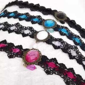 [셀러에이드]벨벳 목걸이 초커 4컬러 보석 장식 악세서리 사진 소품