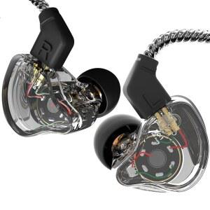 CCZ Yinyoo 멜로디 인 이어 모니터 이어폰 헤드폰 유선 이어버드 마이크 없는 IEM HIFI 베이스 1DD 1BA 이어핀 4N OFC 음악가용 케이블 가수 온 스테이지 스튜디오 (마이크 없음 클리어 블랙)