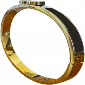 여성용 18K 골드 도금 클로버 럭키 팔찌 스테인리스 스틸 정밀 연마 청키 뱅글 주얼리(블랙)