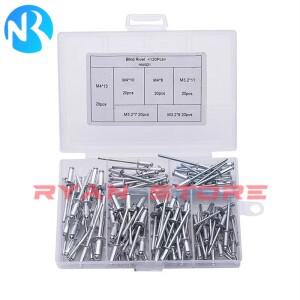120개 블라인드 리벳 알루미늄 M3.2 M4 돔 헤드 팝 종합 세트 키트 못 당기기 가구
