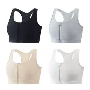 트루리즈 집업 스포츠 브라 탑 런닝 주니어 블랙 3XL 노와이어 브라렛 지퍼 앞지퍼 후크 여밈