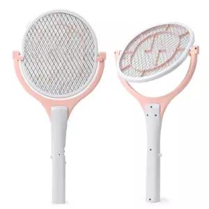 회전 모기채 LED (충전식) 핑크벌레 전기채 해충