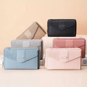 2단 지퍼 크로스끈 여성용 장지갑 스마트폰수납 핸드폰케이스지갑