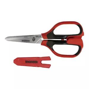 엔지니어 가위(DP) PH-57R 210mm 빨강 (1EA)절단용 마이크로세레이션 핑거가드 소프트핸들 소형 수공구 다