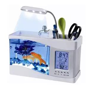 미니어항 아쿠아수조 LED조명 시계온도 탁상형세트