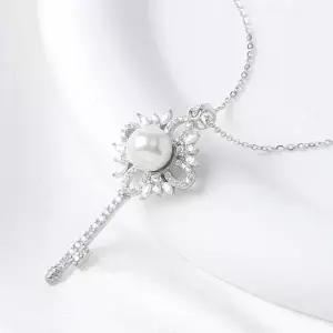 [골드스마일]실버925 플래티넘도금 담수 진주 목걸이 여성용 고급 쥬얼리