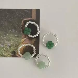 진주 장식 반지 그린 컬러 행운의 가방걸이 소품 액세서리