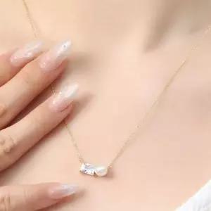 실버925 골드 도금 담수 진주 체인 여성용 목걸이