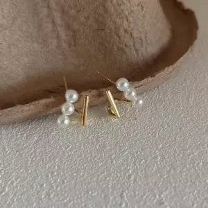 골드 진주 드롭 귀걸이 925 은침 데일리 착용용 여성 액세서리