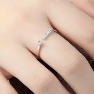 [골드스마일]실버925 플래티넘 도그 큐빅 장식 오픈링 반지