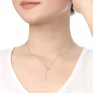 실버925 은 스털링 문 모양 토글 바 체인 목걸이 여성 쥬얼리