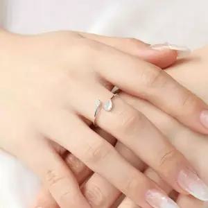 실버925 플래티넘 도금 큐빅 오픈 링 반지