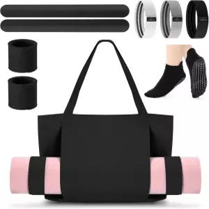 요가 매트 토트백 부티 저항 밴드 논 슬립 스포츠 양말 실리콘 타이를 포함한 여성용 할로스큐메 요가백