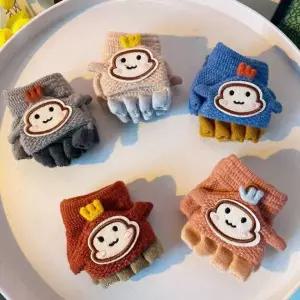 캐릭터 디자인 오픈형 손가락 벙어리 반장갑 손수건