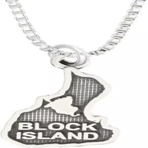 LGU 스털링 실버 산화 블록 아일랜드 로드아일랜드 참 18개의 u201D 목걸이 포함