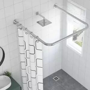 욕실 샤워커튼봉 ㄷ자 코너 곡선봉 100cm 실버