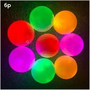 야간 라운딩 LED 골프공 6p 색상랜덤 발광칩 내장연습용 용볼 준비물 빛나는 용품 선물