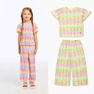 베네통키즈 레인보우 보드레 플리츠 블라우스 팬츠세트 택1 QAWS03PT03631m